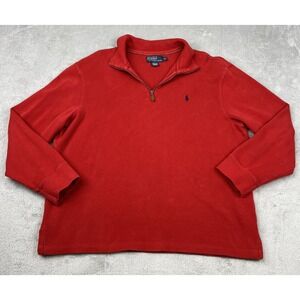 VTG Polo‎ Ralph Lauren Sweater Men's XL Pullover 1/4 Zip Red Casual Preppy
